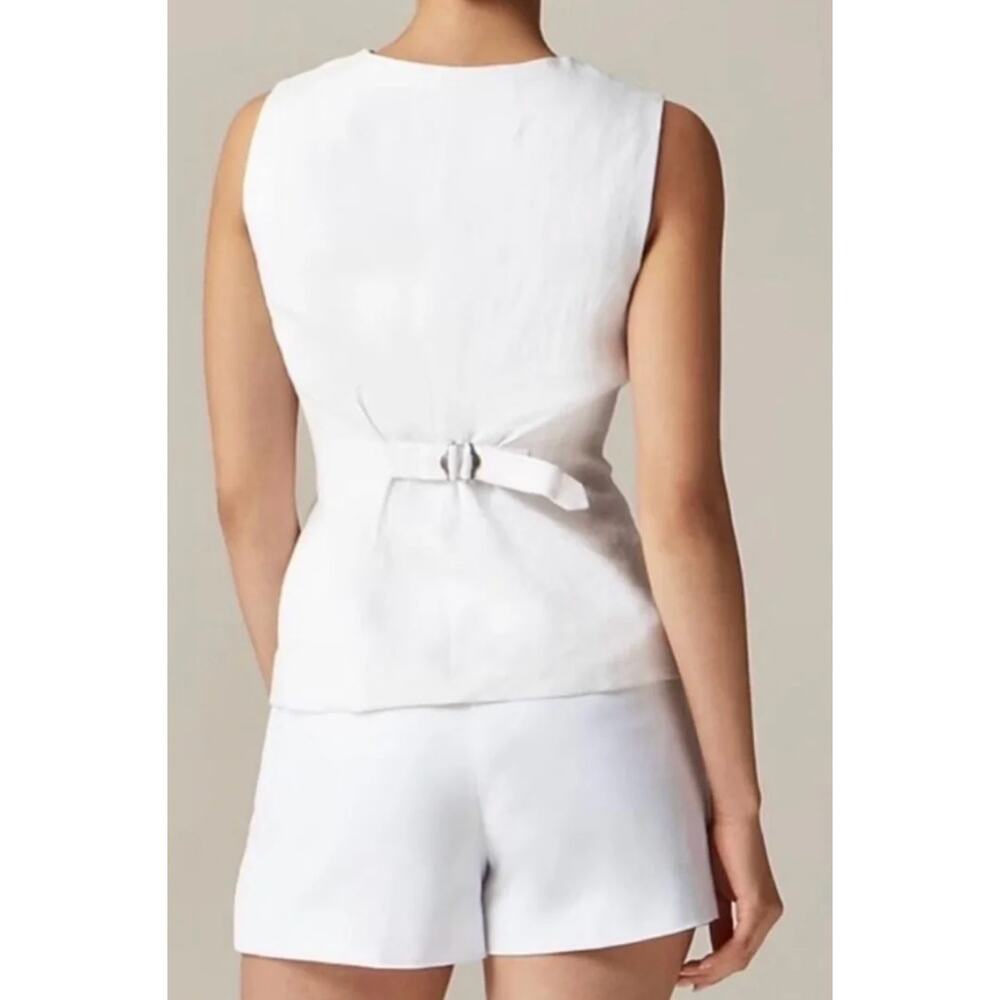 J Crew Cutaway Vest Top 4 White NWT CI544 J.Crew Resort Travel Tank - Picture 2 of 5
